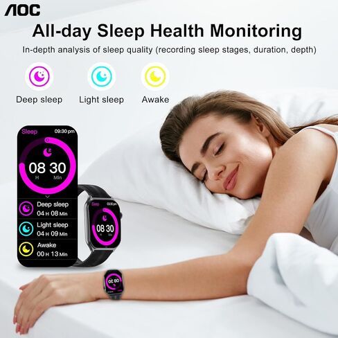AOC Smartwatch Fitness Sports Watch E09 ، AI GPT Bluetooth Call ، Assistant ‌ ، AMOLED 1.96 شاشة تعمل باللمس ، معدل ضربات القلب ومراقبة النوم ، IP67 ماء الرياضة Watch Watch ، Black in Saudi Arabia