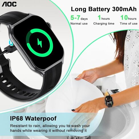 AOC Smartwatch Fitness Sports Watch E09 ، AI GPT Bluetooth Call ، Assistant ‌ ، AMOLED 1.96 شاشة تعمل باللمس ، معدل ضربات القلب ومراقبة النوم ، IP67 ماء الرياضة Watch Watch ، Black in Saudi Arabia
