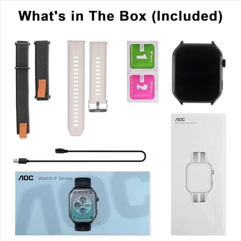 AOC Smartwatch Fitness Sports Watch E09 ، AI GPT Bluetooth Call ، Assistant ‌ ، AMOLED 1.96 شاشة تعمل باللمس ، معدل ضربات القلب ومراقبة النوم ، IP67 ماء الرياضة Watch Watch ، Black in Saudi Arabia