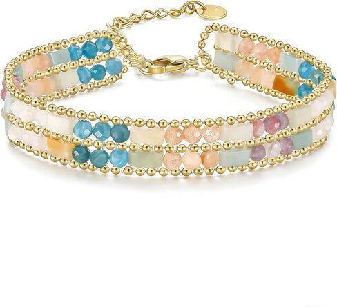 الأساور الطبيعية للخرز للنساء حبات قابلة للتكديس أساور شفاء الطاقة المزينة بالأحجار الكريمة الملونة بوهو المجوهرات الصيفية للنساء in Kuwait