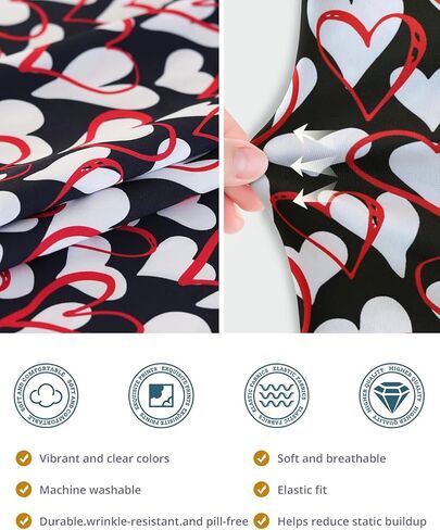Scrub Caps Women Ponytail – Red White Heart Print Double-Sided Printed Surgical Hat with Buttons and Sweatband, Soft Nurse Cap for Long Hair, Helps Reduce Static Buildup in Saudi Arabia