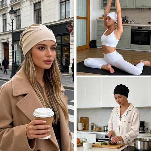 Nogeqi 3 Pcs Hijab Undercap Non Slip Under Scarf Hijab Caps for Women, Solid Color Under Caps for Hijabs, Stretchy Breathable Undercap Tube Bonnet (Black, White, Beige) in Saudi Arabia
