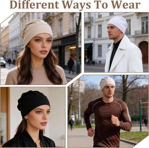Nogeqi 3 Pcs Hijab Undercap Non Slip Under Scarf Hijab Caps for Women, Solid Color Under Caps for Hijabs, Stretchy Breathable Undercap Tube Bonnet (Black, White, Beige) in Saudi Arabia