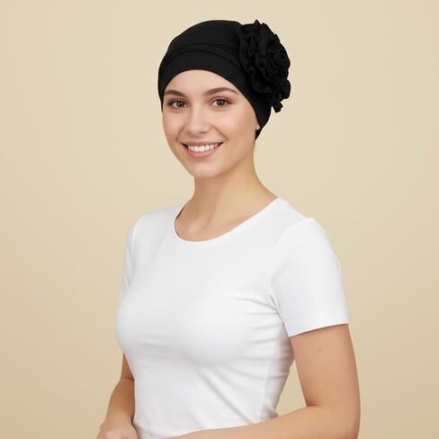 Cotton Chemo Headwear for Women 2 Pack Soft Cancer Head Scarf Surgical Caps in Black Coffee, Elastic Hair Wraps, Comfortable Turbans for Hair Loss Patients, Beanie Skull Cover Cap for Women in Saudi Arabia
