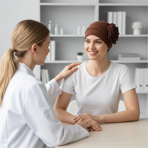 Cotton Chemo Headwear for Women 2 Pack Soft Cancer Head Scarf Surgical Caps in Black Coffee, Elastic Hair Wraps, Comfortable Turbans for Hair Loss Patients, Beanie Skull Cover Cap for Women in Saudi Arabia