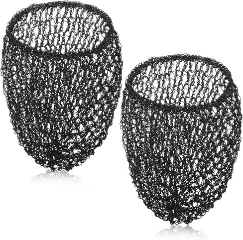 2Pcs Mesh Hair Net Rayon Knit Snood Hat Hair Nets Snoods for Women Mesh Crocheted Hairnet Sleep Cap for Sleeping Soft Sleeping Hat Large Hairs Cover Ornament Accessory Black in Saudi Arabia