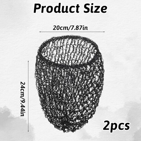 2Pcs Mesh Hair Net Rayon Knit Snood Hat Hair Nets Snoods for Women Mesh Crocheted Hairnet Sleep Cap for Sleeping Soft Sleeping Hat Large Hairs Cover Ornament Accessory Black in Saudi Arabia