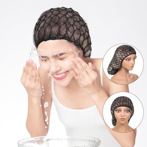 2Pcs Mesh Hair Net Rayon Knit Snood Hat Hair Nets Snoods for Women Mesh Crocheted Hairnet Sleep Cap for Sleeping Soft Sleeping Hat Large Hairs Cover Ornament Accessory Black in Saudi Arabia