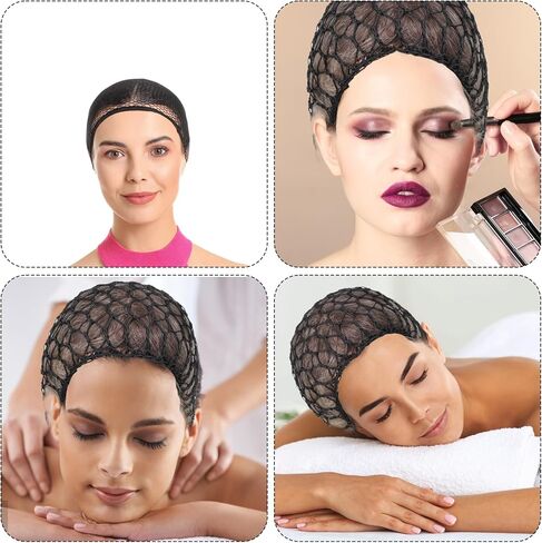 2Pcs Mesh Hair Net Rayon Knit Snood Hat Hair Nets Snoods for Women Mesh Crocheted Hairnet Sleep Cap for Sleeping Soft Sleeping Hat Large Hairs Cover Ornament Accessory Black in Saudi Arabia