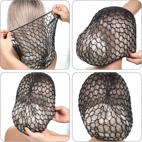 2Pcs Mesh Hair Net Rayon Knit Snood Hat Hair Nets Snoods for Women Mesh Crocheted Hairnet Sleep Cap for Sleeping Soft Sleeping Hat Large Hairs Cover Ornament Accessory Black in Saudi Arabia