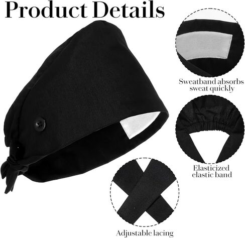 Satin Lined Scrub Cap with Ponytail Opening 1PC Adjustable Surgical Hat with Button Closure Comfortable Nurse Cap for Medical Professionals, Chefs Healthcare Workers Hair Beard Cover for Women Men in Saudi Arabia