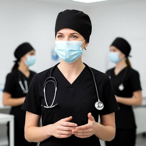 Satin Lined Scrub Cap with Ponytail Opening 1PC Adjustable Surgical Hat with Button Closure Comfortable Nurse Cap for Medical Professionals, Chefs Healthcare Workers Hair Beard Cover for Women Men in Saudi Arabia