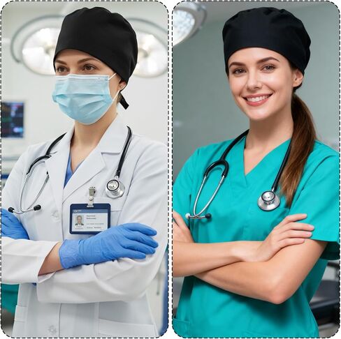 Satin Lined Scrub Cap with Ponytail Opening 1PC Adjustable Surgical Hat with Button Closure Comfortable Nurse Cap for Medical Professionals, Chefs Healthcare Workers Hair Beard Cover for Women Men in Saudi Arabia