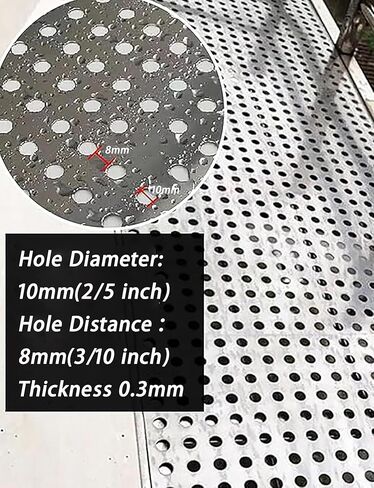 Decorative Perforated Metal Sheet, 10mm Hole Mesh Screen - Ideal for Windowsill Guardrail & Flower Stand, 25x250cm - Durable & Stylish Metal Plate for Home & Garden in Kuwait