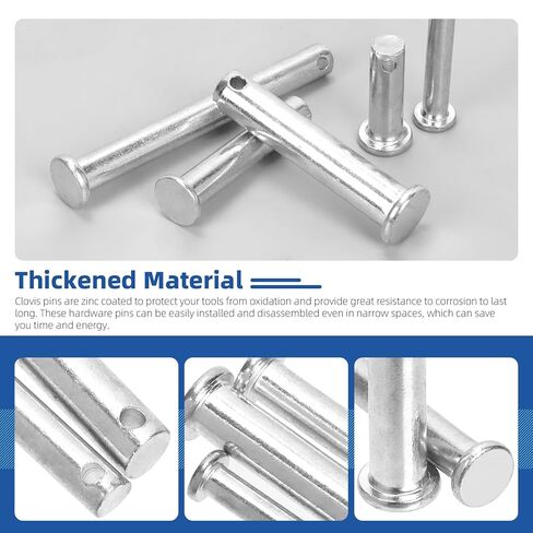 Glarks 51pcs 18 Sizes Single Hole Flat Head Clevis Pins Set, M5 M6 M8 M10 M12 White Zinc Clevis Pins, Link Hinge Pins for Furniture Installation Small Home DIY Project in Saudi Arabia