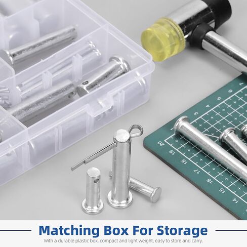 Glarks 51pcs 18 Sizes Single Hole Flat Head Clevis Pins Set, M5 M6 M8 M10 M12 White Zinc Clevis Pins, Link Hinge Pins for Furniture Installation Small Home DIY Project in Saudi Arabia