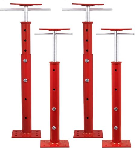 4 قطع من مقابس المنزل للتسوية من 48.26 سم إلى 91.44 سم، مقبس دعم قابل للتعديل، سعة قصوى 17636 رطل لكل مقبس عمود لولبي، للحصول على دعم مؤقت للتسوية - أحمر in Kuwait