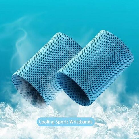 1 Pair Cooling Wristbands Breathable Wrist Sweatbands,Sweat Absorbent Quick Dry,Ice Wristband for Yoga Sports Running Gym Workout(Blue) in Saudi Arabia