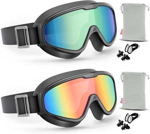 Aegend 2PCS Swim Goggles with Fabric Strap, Kids Swimming Goggles Wide View No Leaking Pool Goggles for Kid Youth Adult in Saudi Arabia