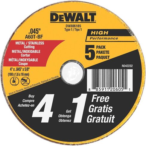 DEWALT Cutting Wheel, All Purpose, 4-Inch (DW8061B5), 4 Inch by 0.045-Inch in Saudi Arabia