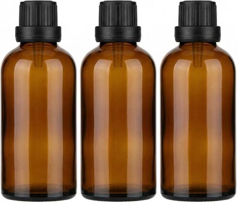 erioctry 3PCS 100ml/3.4oz Empty Amber Glass Bottle with Orifice Reducer and Black Cap for Essential Oils Aromatherapy Cosmetic Storage in Saudi Arabia