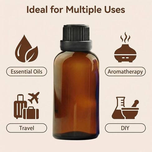 erioctry 3PCS 100ml/3.4oz Empty Amber Glass Bottle with Orifice Reducer and Black Cap for Essential Oils Aromatherapy Cosmetic Storage in Saudi Arabia