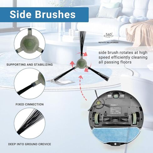 قطع غيار متوافقة مع مكنسة Lefant M2/M2S Pro M2 Plus Robot، مرشحات الفرشاة الدوارة، وسادات الممسحة، مرشحات القاعدة، أكياس الغبار in Kuwait