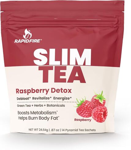 أكياس شاي رابيد فاير النحيفة، مزيج من الأعشاب الطبيعية والنباتات، تعزز الطاقة والهضم، تدعم عملية التمثيل الغذائي، 14 حصة، نكهة التوت in Kuwait