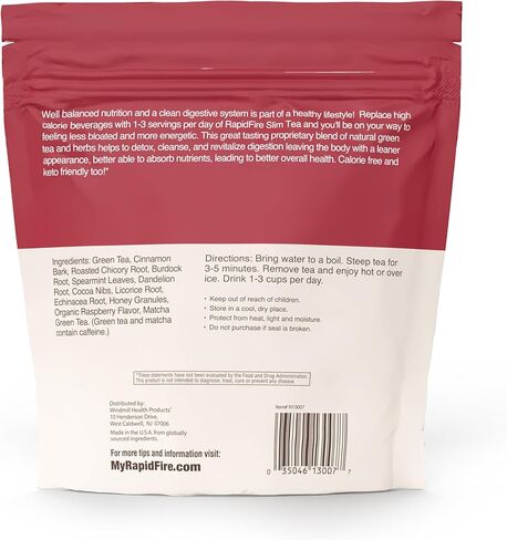 أكياس شاي رابيد فاير النحيفة، مزيج من الأعشاب الطبيعية والنباتات، تعزز الطاقة والهضم، تدعم عملية التمثيل الغذائي، 14 حصة، نكهة التوت in Kuwait