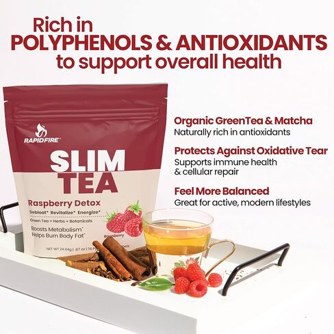 أكياس شاي رابيد فاير النحيفة، مزيج من الأعشاب الطبيعية والنباتات، تعزز الطاقة والهضم، تدعم عملية التمثيل الغذائي، 14 حصة، نكهة التوت in Kuwait