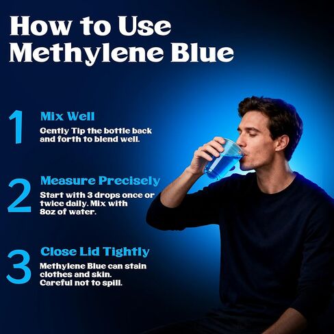 Methylene Blue 1% Solution - USP Pharmaceutical Grade - Ultra High Purity Drops - Third Party Lab Tested, Formaldehyde & Alcohol Free - Non-GMO, Made in USA - 60ml (2.03 fl oz) in Kuwait