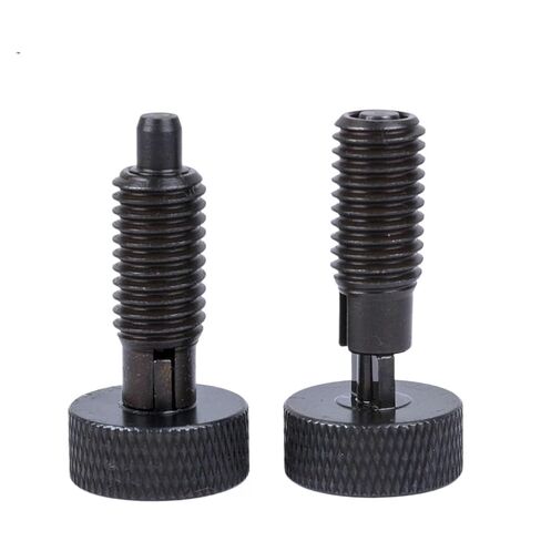 1Pcs Black Carbon Steel Knurled Knobs Screws Self-Locking Indexing Plungers with Nuts Spring Fastening Bolts(VCN230-CP-M6 Black) in Kuwait