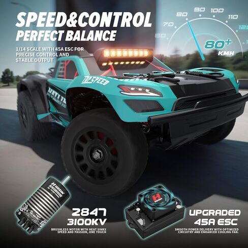 Hosim 1/14 سيارات RC بدون فرش للبالغين بسرعة 50 ميلاً في الساعة ، وشاحنات RC 4x4 جميع التضاريس على الطريق مقاوم للماء عالي السرعة RC Car التحكم عن بعد الشاحنة Carro de Control Remoto Para مع بطارية 3S in Kuwait