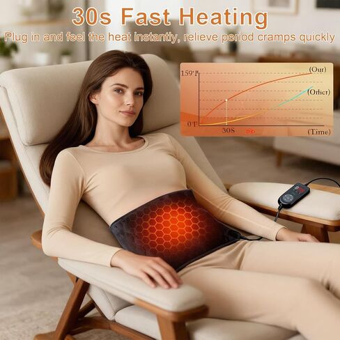UTK 30s Fast Heating Pad for Back Pain & Period Cramps, 3X Far Infrared Deeper Pain Relief, Hotter to 160℉, FSA-HSA Eligible, 4H Auto Off, 8 Heat Settings,Machine Washable,Gift for Women Men 24" x 12" in Saudi Arabia