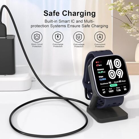 Watch Charger for Amazfit Bip 6/Active 2, Magnetic Wall Fast Charging Adapter & Cable, Magnetic Charging Cable 3.3FT in Kuwait