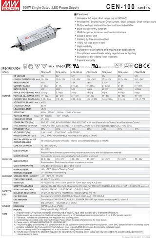 MEAN WELL CEN-100-48 96 W Single Output 2 A 48 Vdc Max Short Circuit Protection LED Power Supply - 1 item(s) in Saudi Arabia