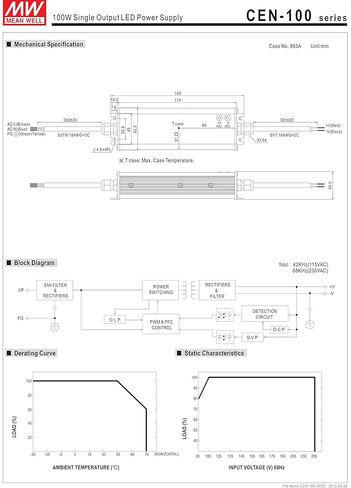 MEAN WELL CEN-100-48 96 W Single Output 2 A 48 Vdc Max Short Circuit Protection LED Power Supply - 1 item(s) in Saudi Arabia