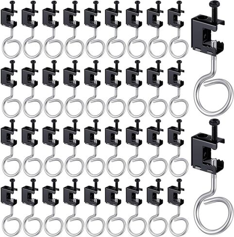 Tandefio 100 Set 1/4" x 20 Spring Steel Beam Clamps Metal Beam Hangers Bolt on Clamp with Metal Machine Threaded Bridle Rings for Pipe Cable Woodworking Tool (Black,1 1/4 Inch Bridle Rings) in Saudi Arabia
