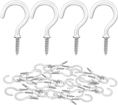 MewuDecor Screw Hooks, 1" Wood Wall Ceiling Hooks Plant Hooks Indoor Outdoor for Utensils Plants Baskets Lights Wreaths, Gold, 50 PCS in Saudi Arabia