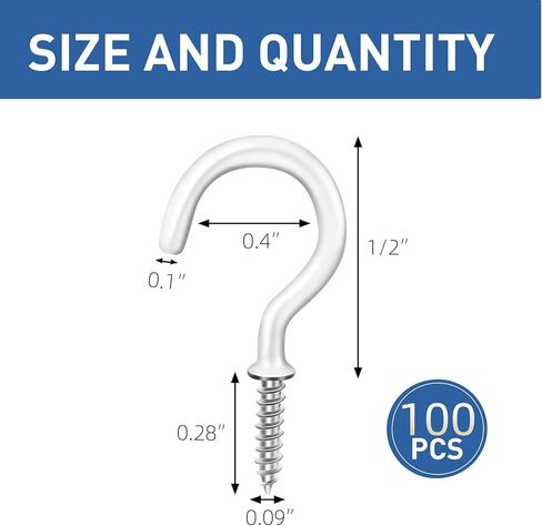 MewuDecor Screw Hooks, 1" Wood Wall Ceiling Hooks Plant Hooks Indoor Outdoor for Utensils Plants Baskets Lights Wreaths, Gold, 50 PCS in Saudi Arabia
