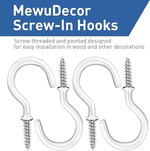 MewuDecor Screw Hooks, 1" Wood Wall Ceiling Hooks Plant Hooks Indoor Outdoor for Utensils Plants Baskets Lights Wreaths, Gold, 50 PCS in Saudi Arabia