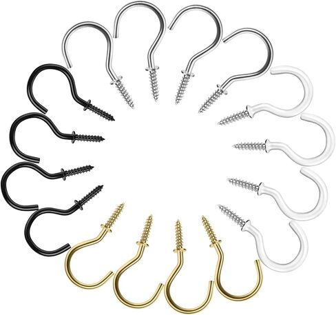 MewuDecor Screw Hooks, 1" Wood Wall Ceiling Hooks Plant Hooks Indoor Outdoor for Utensils Plants Baskets Lights Wreaths, Gold, 50 PCS in Saudi Arabia