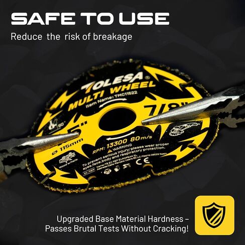 عجلات مقطوعة من TOLESA مقاس 4 1/2 بوصة، قرص قطع من الكربيد، عجلة قطع طاحونة زاوية للخشب، الخشب مع الأظافر، صفائح، بلاستيك، جص، 3 عبوات in Kuwait