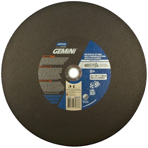 Norton 66252835388 14x1/8x1/20mm Gemini Ductile HD SC/AO High Speed Cut-Off Wheels, Heavy Duty, Type 01/41, 24 Grit, 10 Pack in Saudi Arabia