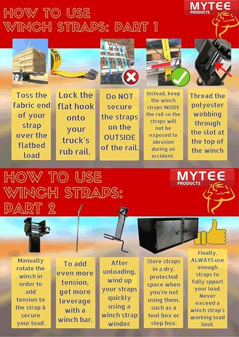 منتجات Mytee (10 عبوات) حزام ونش بطول 10.16 سم × 127.6 سم مع خطاف مسطح in Kuwait