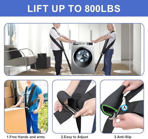 أحزمة متحركة EXVITAL - حزام رفع لشخصين ونظام نقل مناسب للأثاث والأجهزة والأشياء الثقيلة - أحزمة حمل تجعل الأثاث يتحرك بسهولة وأمان in Kuwait