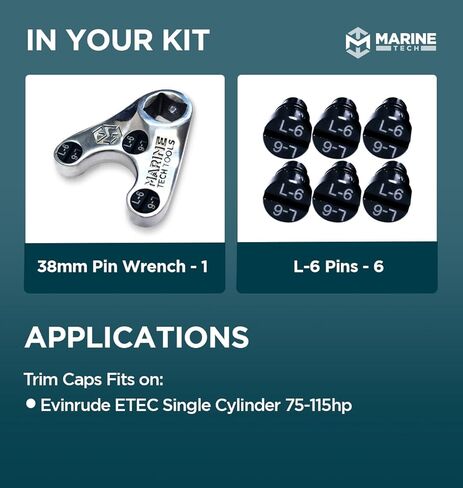 أدوات التكنولوجيا البحرية Evinrude E-TEC مفتاح ربط ذو أسطوانة واحدة (AMT0304 مع دبابيس L6)، مفتاح ربط بدبوس خارجي، أغطية تقليم تناسب أسطوانة واحدة Evinrude ETEC in Kuwait