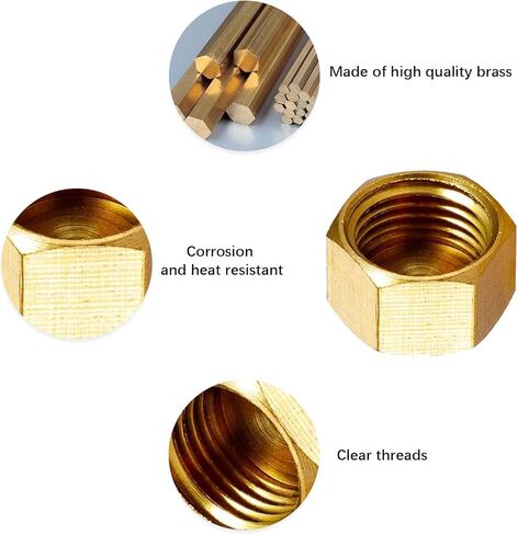 6 قطع من أغطية الأنابيب النحاسية، غطاء سباكة برأس سداسي 1/8 بوصة 1/4 بوصة 3/8 بوصة NPT أنثى مع حشية مطاطية (تركيبات لمعرف 3/8 بوصة 1/2 بوصة 5/8 بوصة) in Kuwait