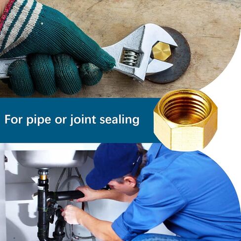 6 قطع من أغطية الأنابيب النحاسية، غطاء سباكة برأس سداسي 1/8 بوصة 1/4 بوصة 3/8 بوصة NPT أنثى مع حشية مطاطية (تركيبات لمعرف 3/8 بوصة 1/2 بوصة 5/8 بوصة) in Kuwait