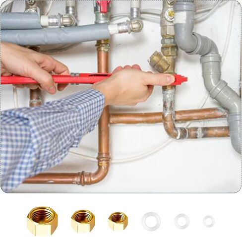 6 قطع من أغطية الأنابيب النحاسية، غطاء سباكة برأس سداسي 1/8 بوصة 1/4 بوصة 3/8 بوصة NPT أنثى مع حشية مطاطية (تركيبات لمعرف 3/8 بوصة 1/2 بوصة 5/8 بوصة) in Kuwait